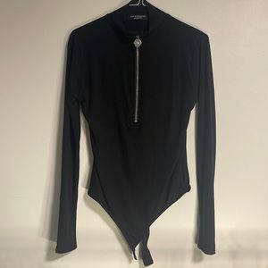 OW Intimates | long sleeve half-zip ribbed bodysuit